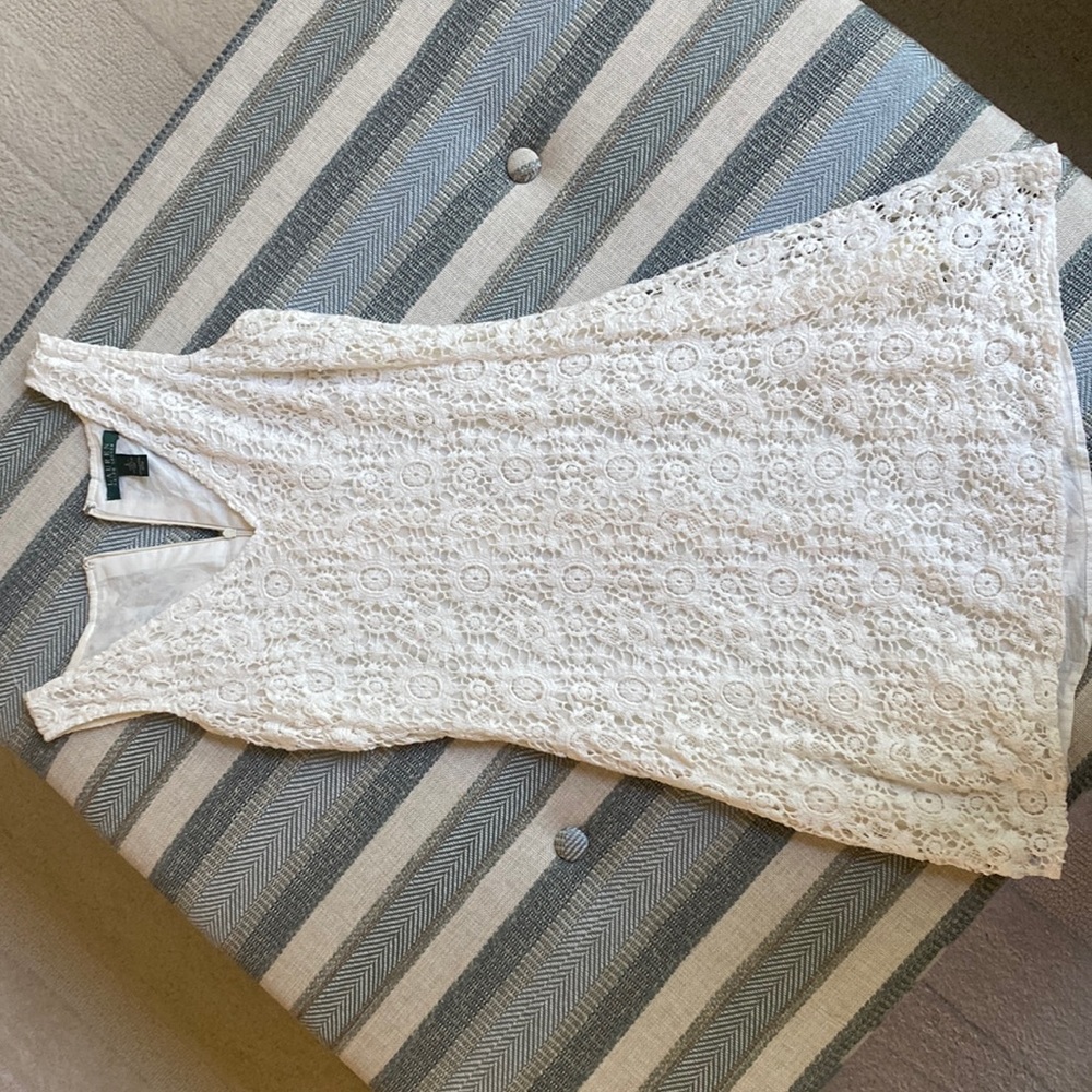 Ralph Lauren White Laced Dress (Size 2)